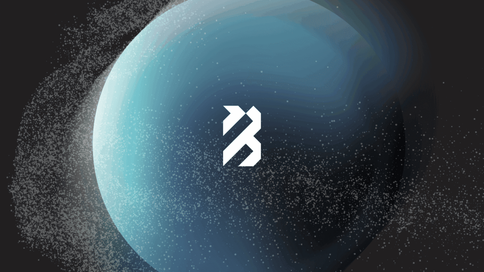 A digital illustration of a planet with a stylized logo in the center, surrounded by a starry space background.