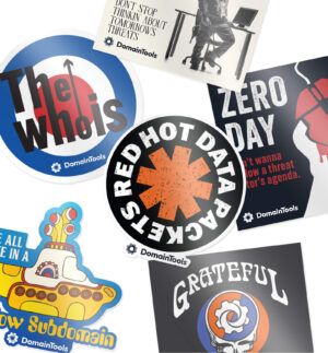 Collection of motivational and awareness stickers, including "The Whois," "Red Hot Day," "Zero Day," "Grateful," and a