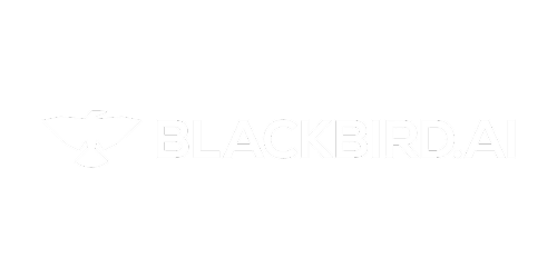 Blackbird.ai logo featuring a stylized blackbird head and the company name in bold white text on a black background.