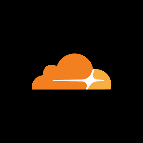 An orange cloud with a white starburst shape on a black background.