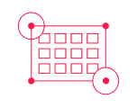 Pink calendar icon with a circular arrow at the bottom right.