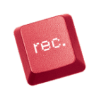 Red square button labeled “rec.” styled like a physical keyboard key.