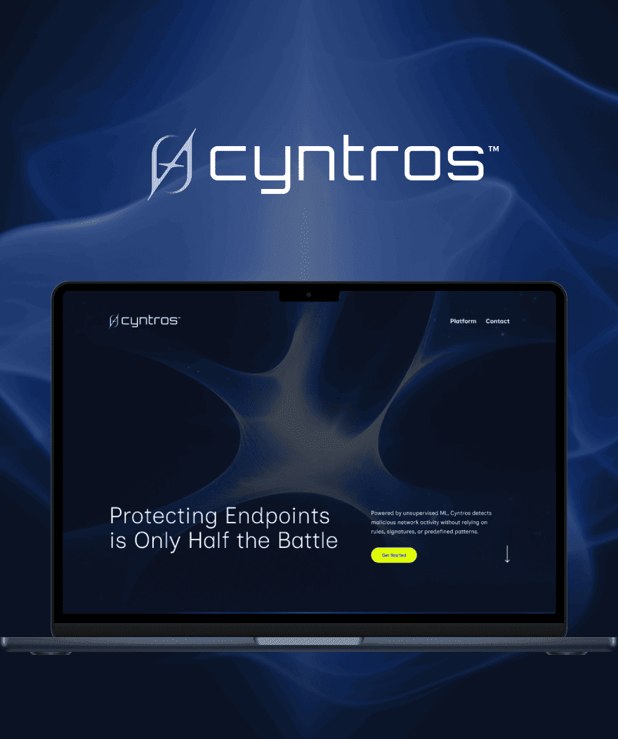 Cytros logo above a laptop screen displaying a cybersecurity platform with the slogan "Protecting Endpoints is Only Half the