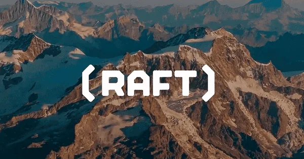 Snow-capped mountain peaks under a blue sky with the word "CRAFT" in bold white letters in the center.
