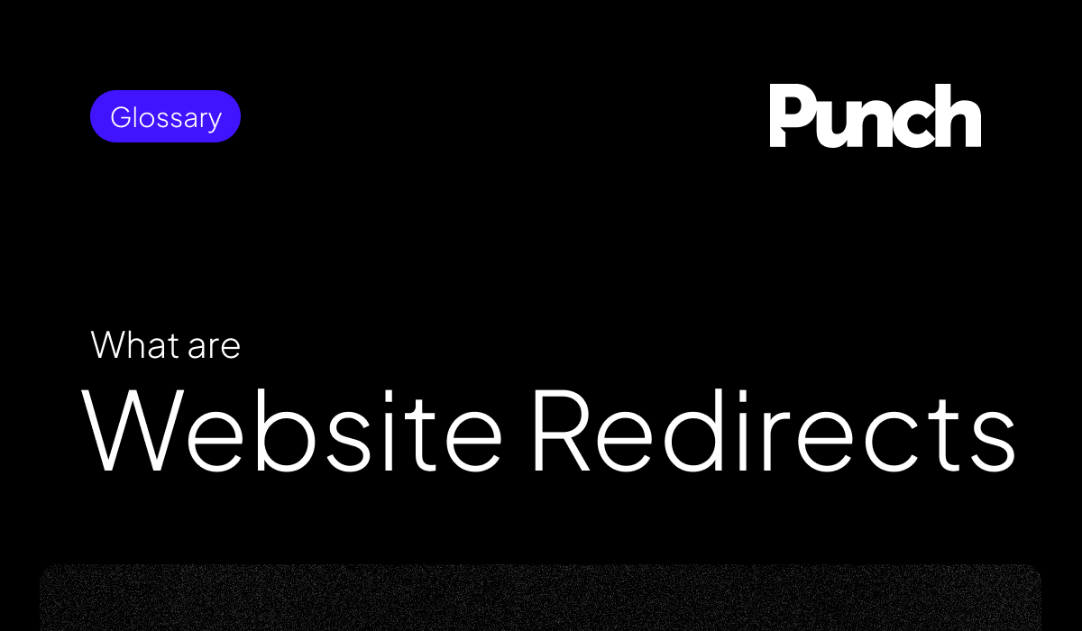 Text that reads "What are Website Redirects" Punch